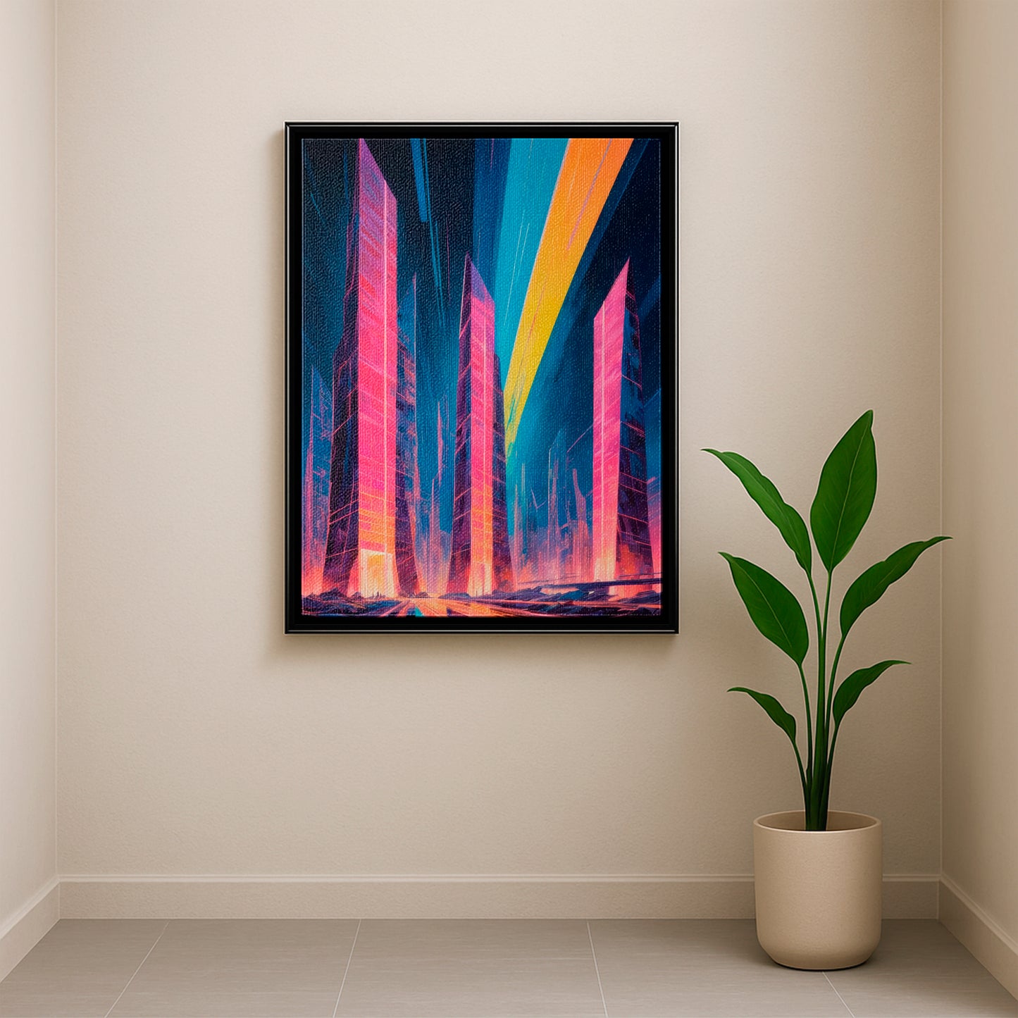 Shattered Futures - Framed Canvas