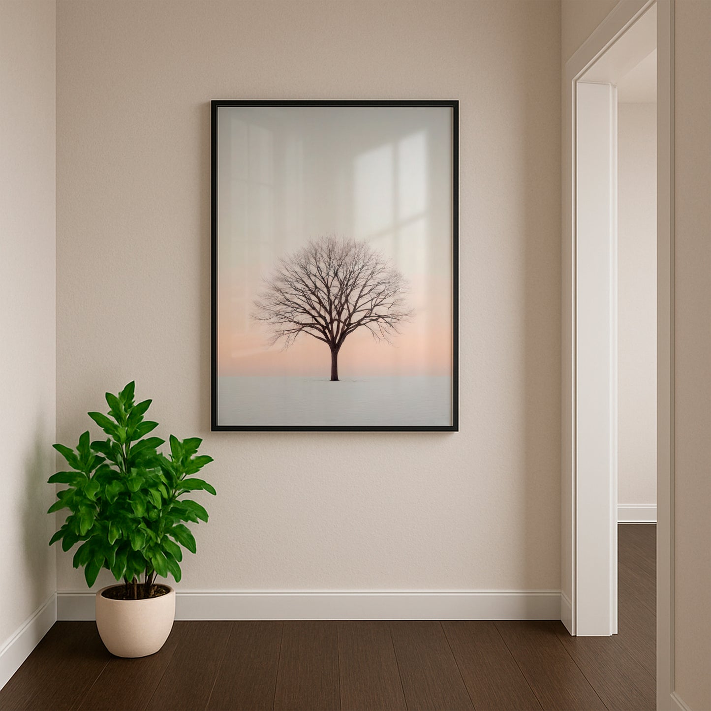 Alone in White - Framed Matte